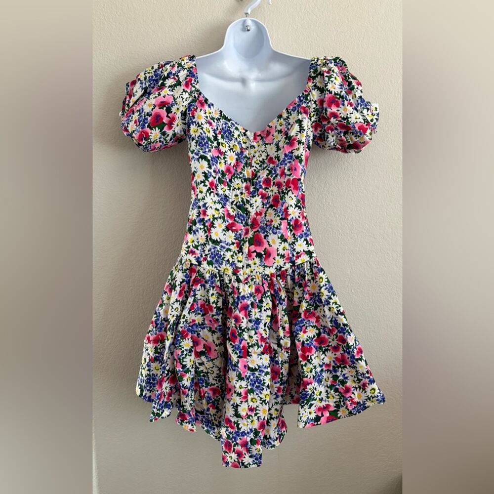 Vintage Puff Off The Shoulder Cotton Floral Dress Small Bloomcore Boho - Picture 5 of 13